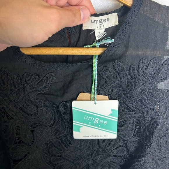 NWT Umgee Usa Size L Black Sleeveless Embroidered Midi Dress Cottage - Picture 10 of 13